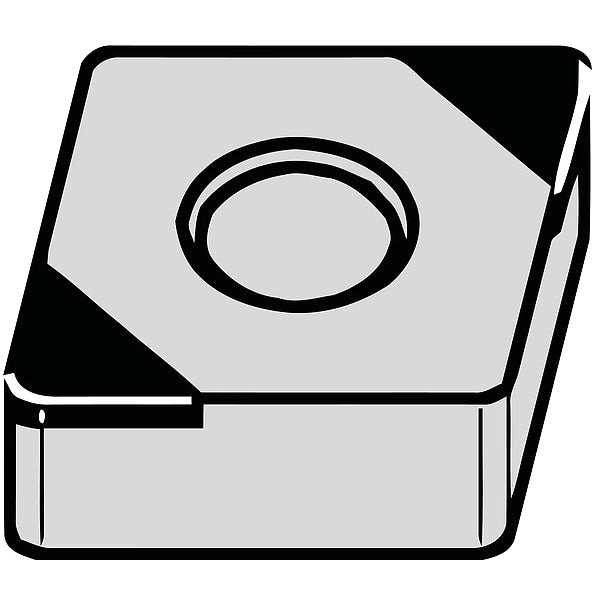 Diamond Turning Insert, Diamond, 1/2 in, CNGA, 80  Degrees, 3/64 in, Carbide
