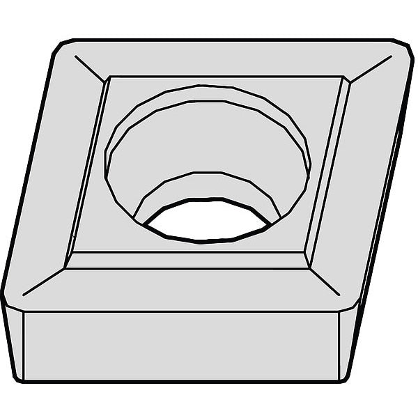 Diamond Turning Insert, Diamond, 3/8 in, CCMT, 80  Degrees, 1/64 in