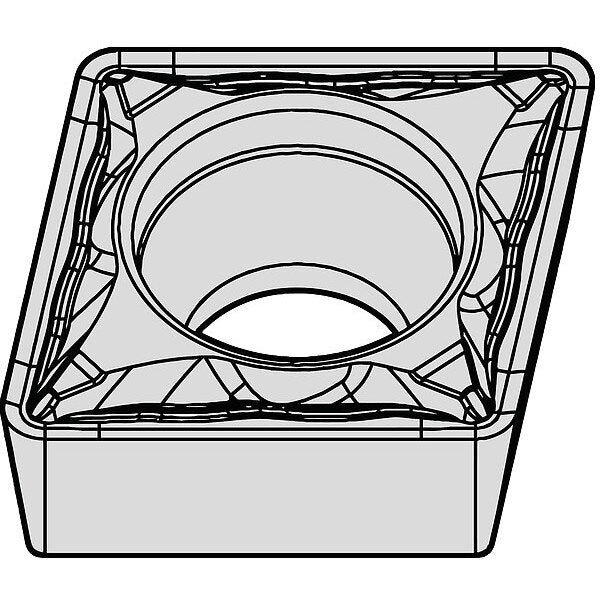 Diamond Turning Insert, Diamond, 1/4 in, CCMT, 80  Degrees, 1/64 in, Cermet
