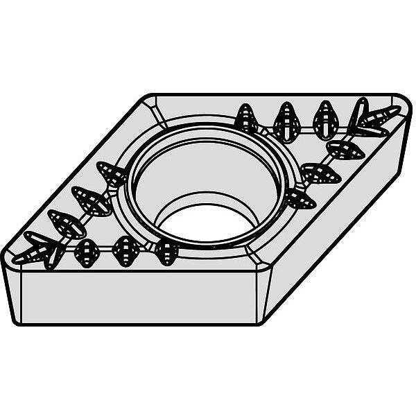 Diamond Turning Insert, Diamond, 3/8 in, DCMT, 55  Degrees, 1/64 in, Cermet