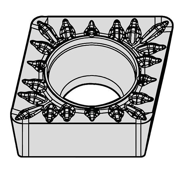 Diamond Turning Insert, Diamond, 1/4 in, CCMT, 80  Degrees, 1/64 in, Cermet