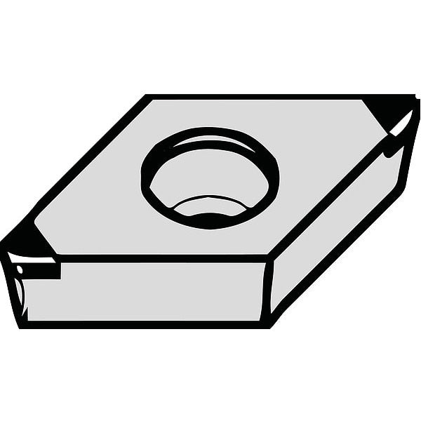 Diamond Turning Insert, Diamond, 3/8 in, DCGW, 55  Degrees, 1/64 in