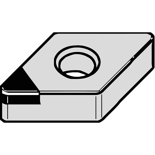 Diamond Turning Insert, Diamond, 3/8 in, CCGW, 80  Degrees, 1/64 in