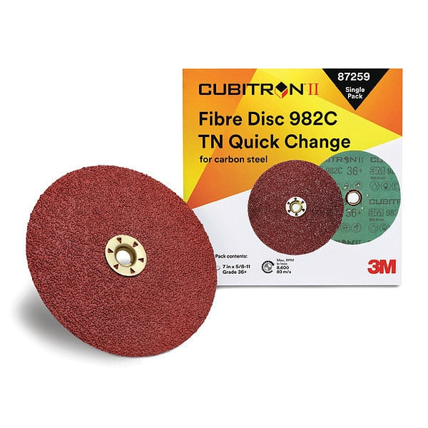 Fibre Disc 982C, TN Quick Change, 7in, 36+, Trial Pack, 10/pk