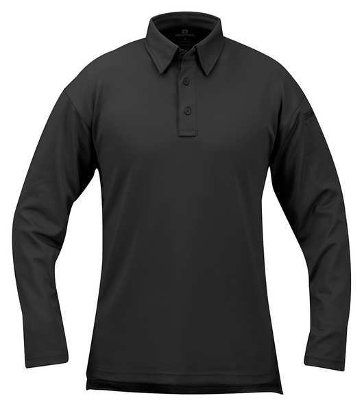 Tactical Polo, 4XL, Long Sleeve, Black