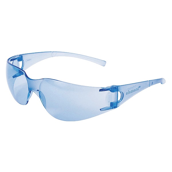 Safety Glasses, Wraparound Light Blue Polycarbonate Lens, Uncoated
