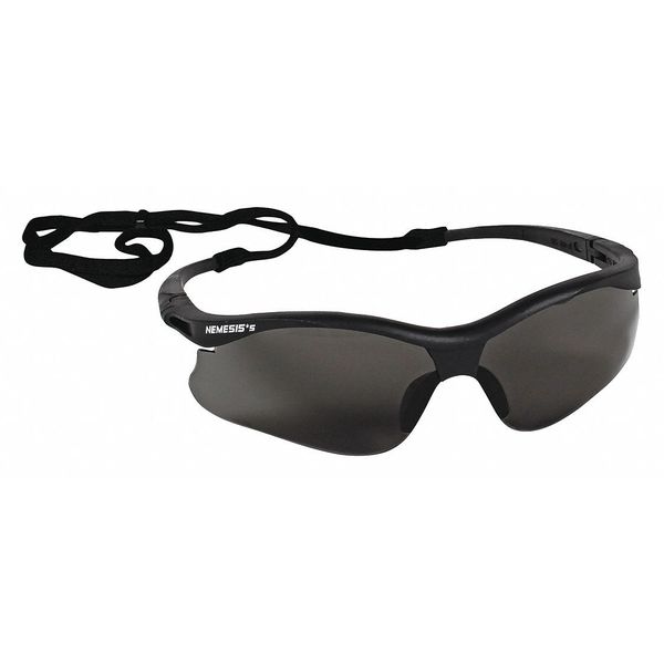 Safety Glasses, Wraparound Smoke Polycarbonate Lens, Scratch-Resistant