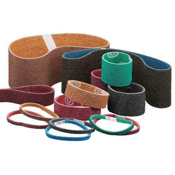 Sanding Belt, 3 in W, 10 11/16 in L, Non-Woven, Aluminum Oxide, 150 Grit, Fine, Rapid Prep, Maroon