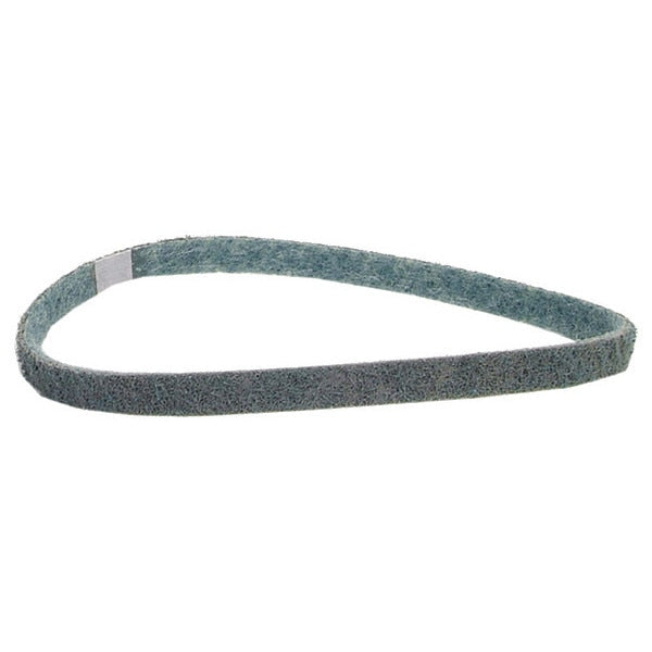 Sanding Belt, 1/4 in W, 18 in L, Non-Woven, Aluminum Oxide, 360 Grit, Very Fine, Rapid Prep, Blue