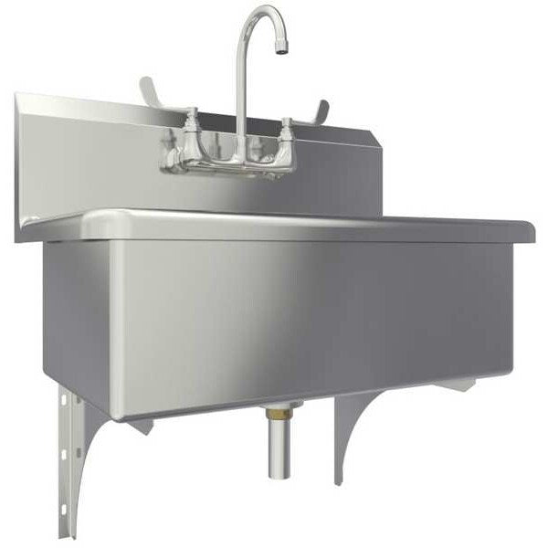 Wall Mount, 2 Hole, Wrist Blade Handles, Stainless, Scrub Sink