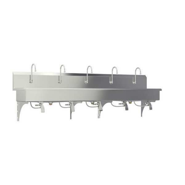 Wall Mount, 5 Hole, Single Knee Pedal, Stainless, Wash Station