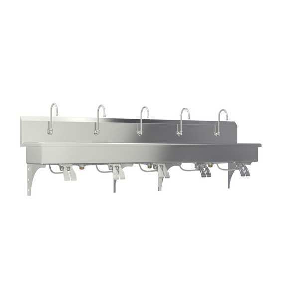 Wall Mount, 5 Hole, Double Knee Pedal, Stainless, Wash Station