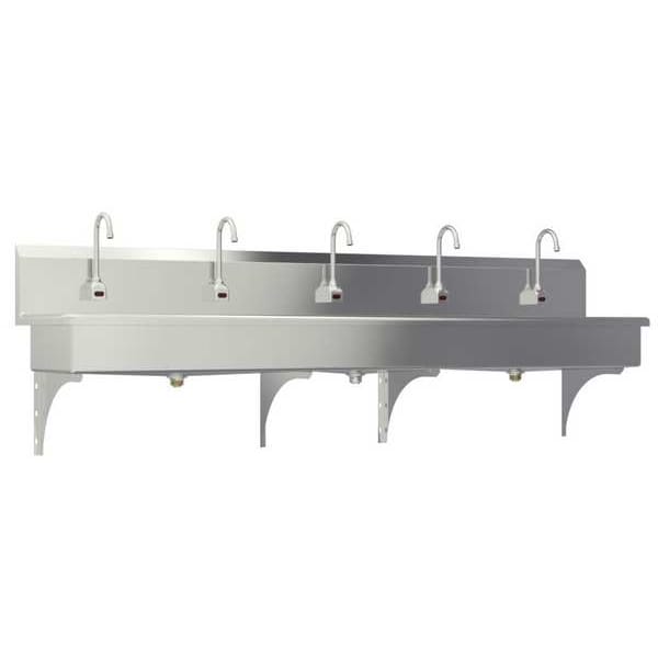 Wall Mount, 5 Hole, AC Sensor, Stainless, Wash Station
