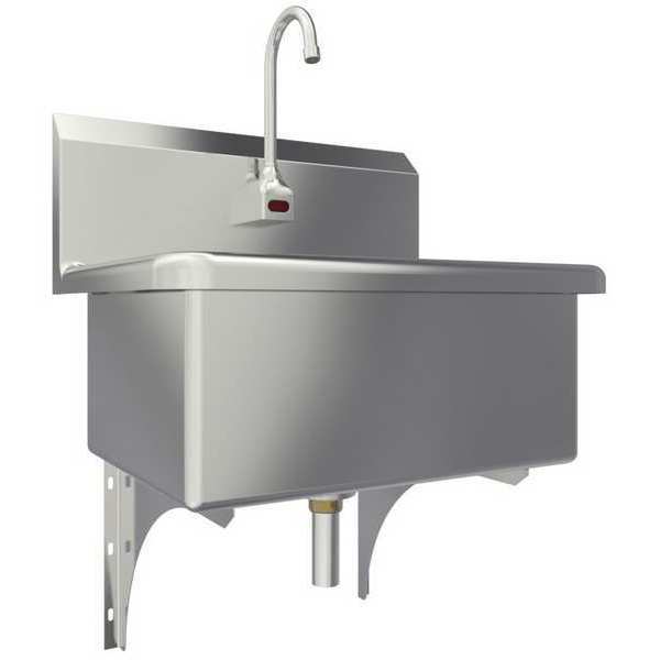 Wall Mount, 1 Hole, Battery Sensor, Stainless, Scrub Sink