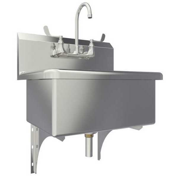 Wall Mount, 2 Hole, Wrist Blade Handles, Stainless, Scrub Sink