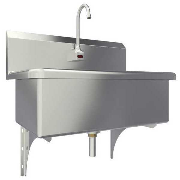 Wall Mount, 1 Hole, Battery Sensor, Stainless, Scrub Sink
