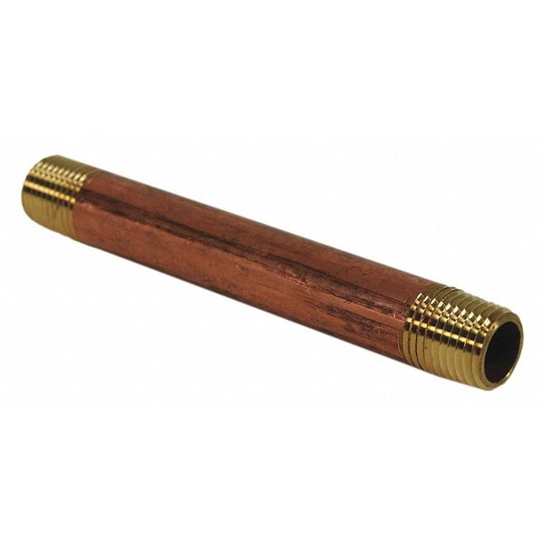 Red Brass Pipe Nippl, No Lead, 1/2