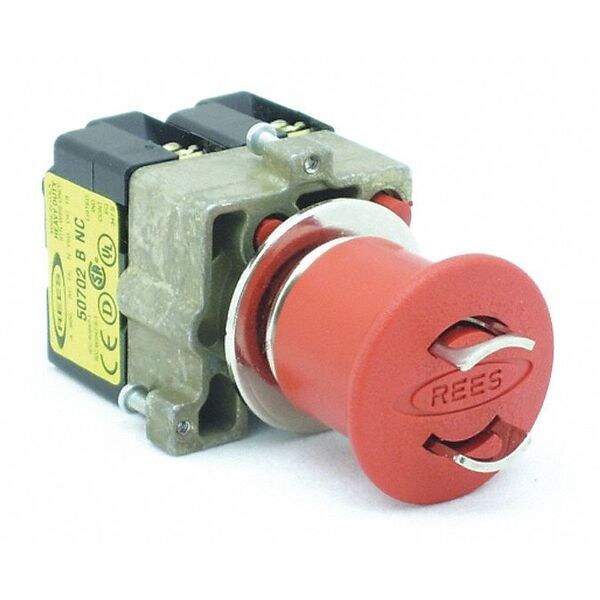 Lockable Push Button w/2 NC, 22mm, Red