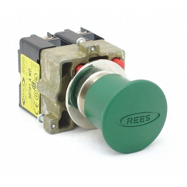 Push Button w/2 NO, 22mm, Momentary, Green
