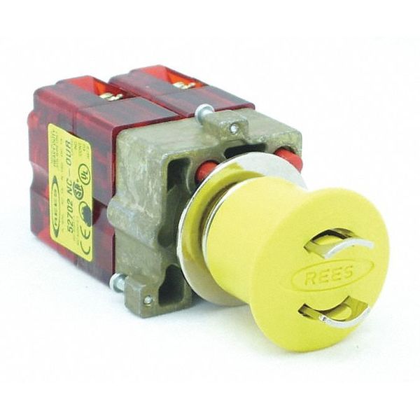 Lockable Push Button w/2 NC, Yllw, 22mm