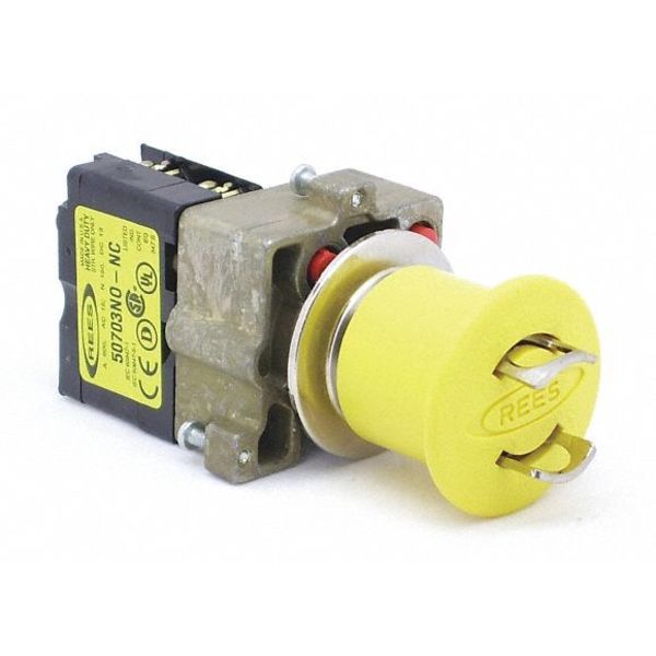 Lockable Push Button w/1C, Yllw, 22mm