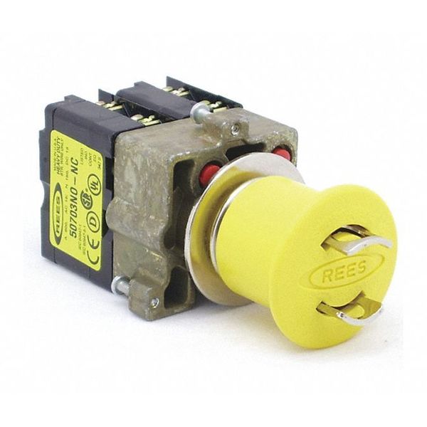 Lockable Push Button w/2C, 22mm, Yllw
