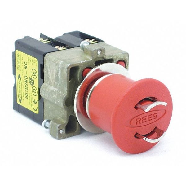 Lockable Psh Button w/1 NO/2 NC, 22mm, Red