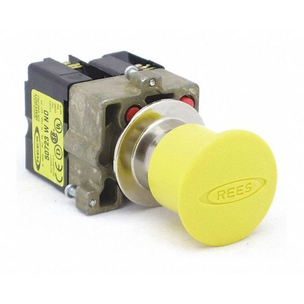Push Button Plunger, NO/NC, 22mm, Yellow