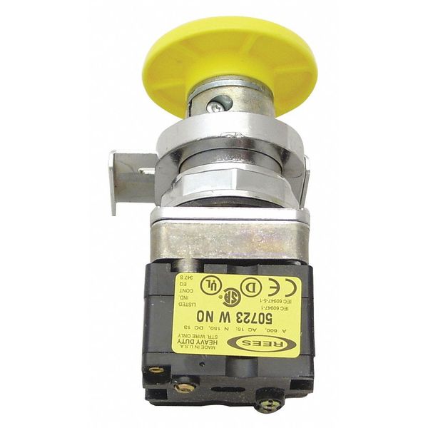 Push Buttons w/1 NO/1 NC, Yellow, 30.5mm