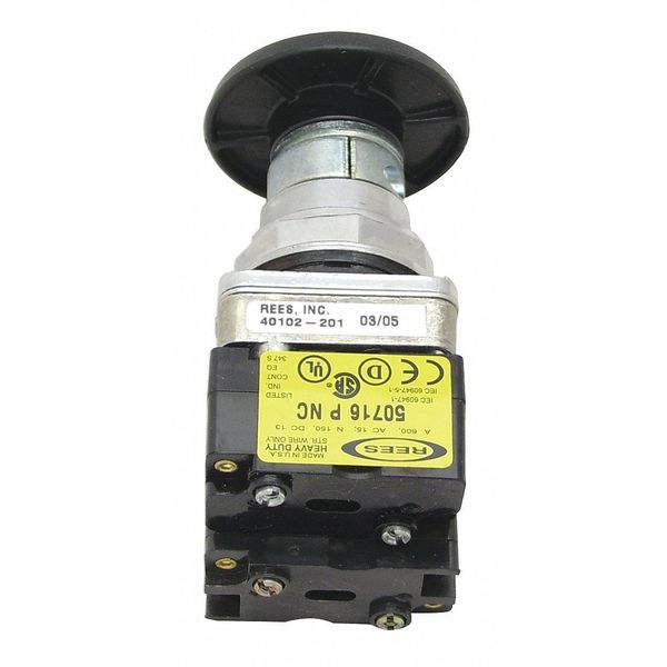 Push Button w/1 NO/1 NC, Mntnd, 30.5mm, Blk