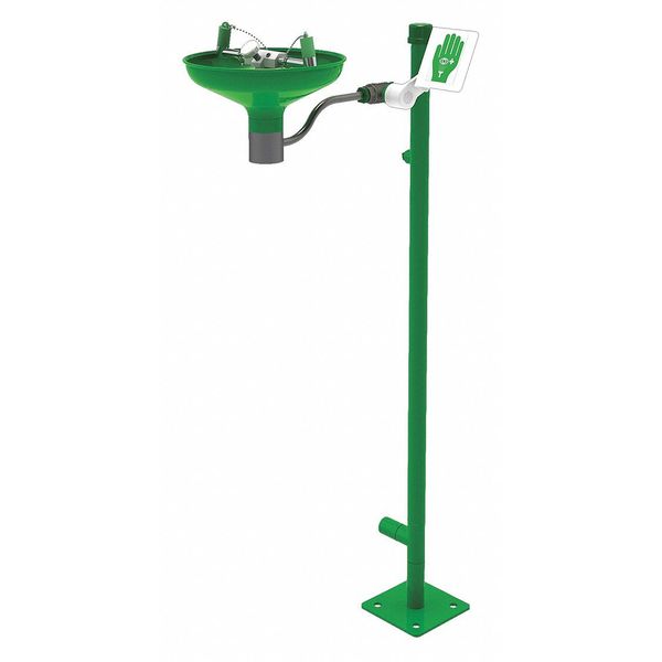 Pedestal Mounted Eyewash Station Green Powder-Coated Stainless Steel