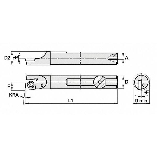 Indexable Boring Bar, CSBI187255R, 2-1/2 in L, High Speed Steel, 80 Degrees  Diamond Insert Shape