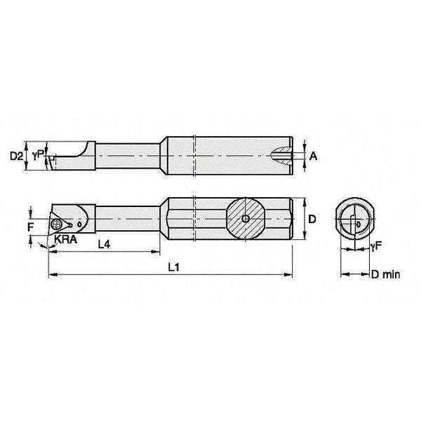 Indexable Boring Bar, FSBI20350055R, 3 in L, High Speed Steel, Triangle Insert Shape