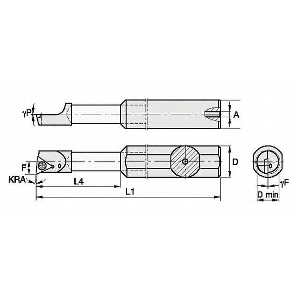 Indexable Boring Bar, FCBI312500150R, 3 in L, Carbide, Triangle Insert Shape