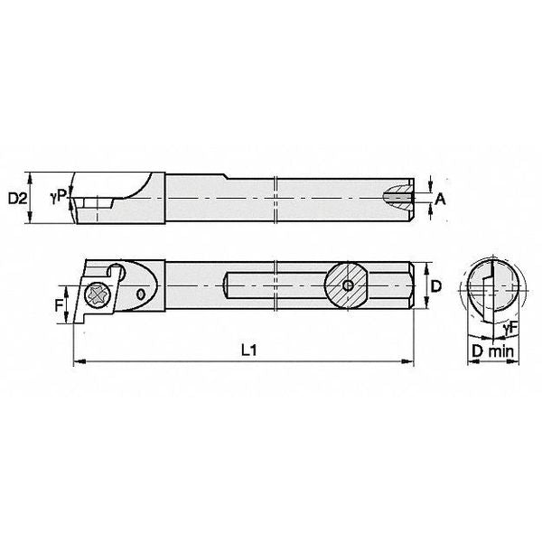 Indexable Boring Bar, CSMI25030R, 3 in L, High Speed Steel, 80 Degrees  Diamond Insert Shape