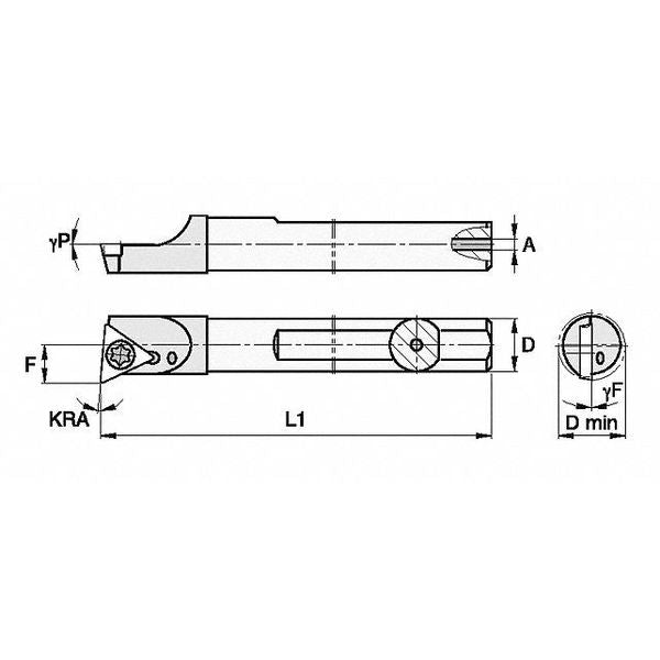Indexable Boring Bar, QCBI50085R, 8 in L, Carbide, Triangle Insert Shape