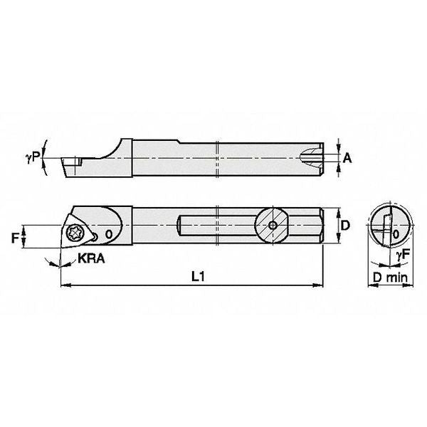 Indexable Boring Bar, GSBIW31243R, 4 in L, High Speed Steel, Trigon Insert Shape