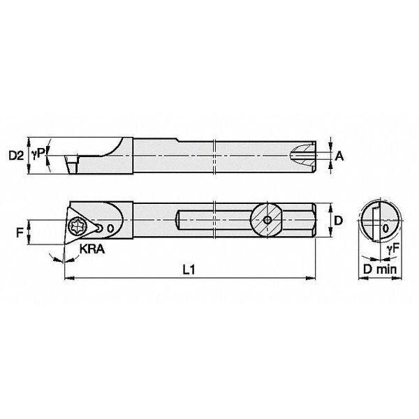 Indexable Boring Bar, SSBI62545L, 4 in L, High Speed Steel, Triangle Insert Shape