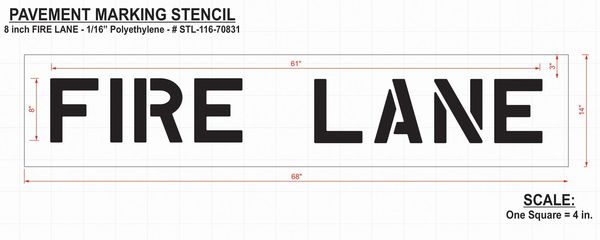 Pavement Stencil, Fire Lane, 8 in