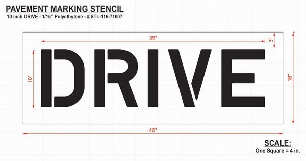 Pavement Stencil, Drive, 10 in
