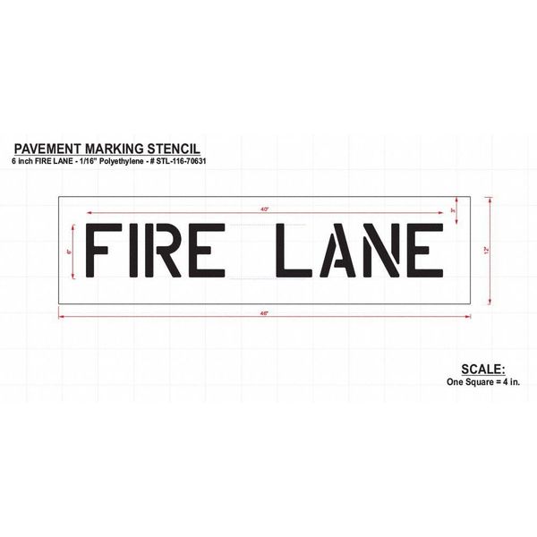 Pavement Stencil, Fire Lane, 6 in