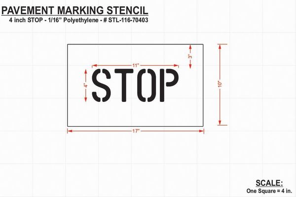 Pavement Stencil, Stop, 4 in