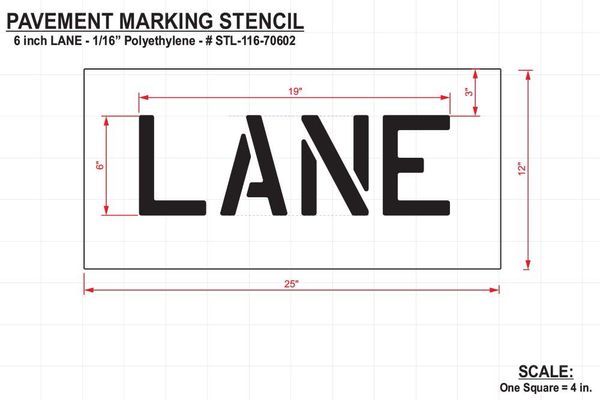 Pavement Stencil, Lane, 6 in