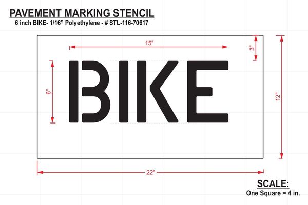 Pavement Stencil, Bike, 6 in