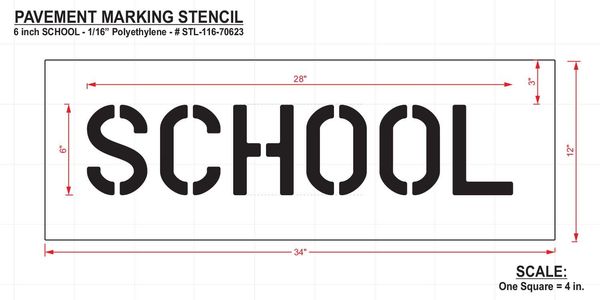 Pavement Stencil, School, 6 in