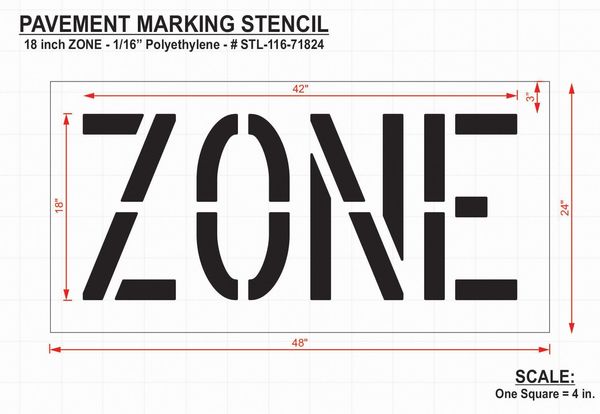 Pavement Stencil, Zone, 18 in