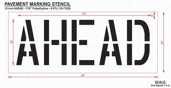 Pavement Stencil, Ahead, 18 in