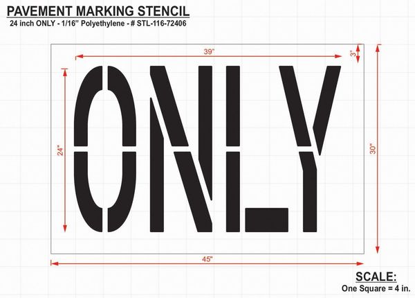 Pavement Stencil, Only, 24 in