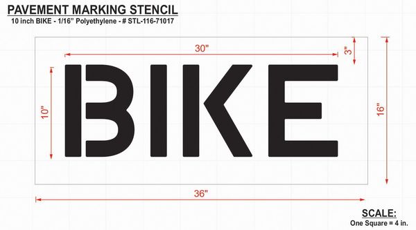 Pavement Stencil, Bike, 10 in
