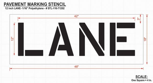 Pavement Stencil, Lane, 12 in